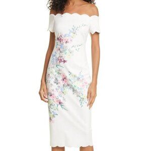 NWT Ted Baker London Ivory Trixiiy Pergola Scallop Dress Size 2(US 6)